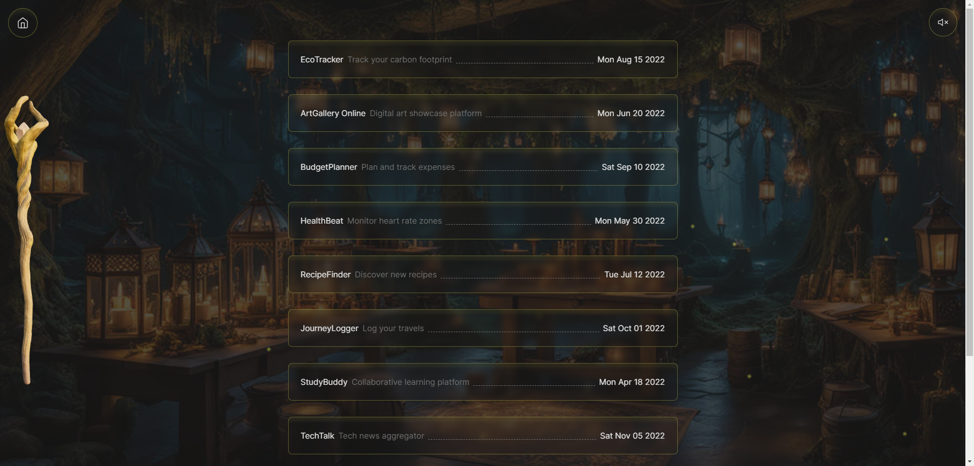 Next.js Creative Portfolio Website Projekte Seite