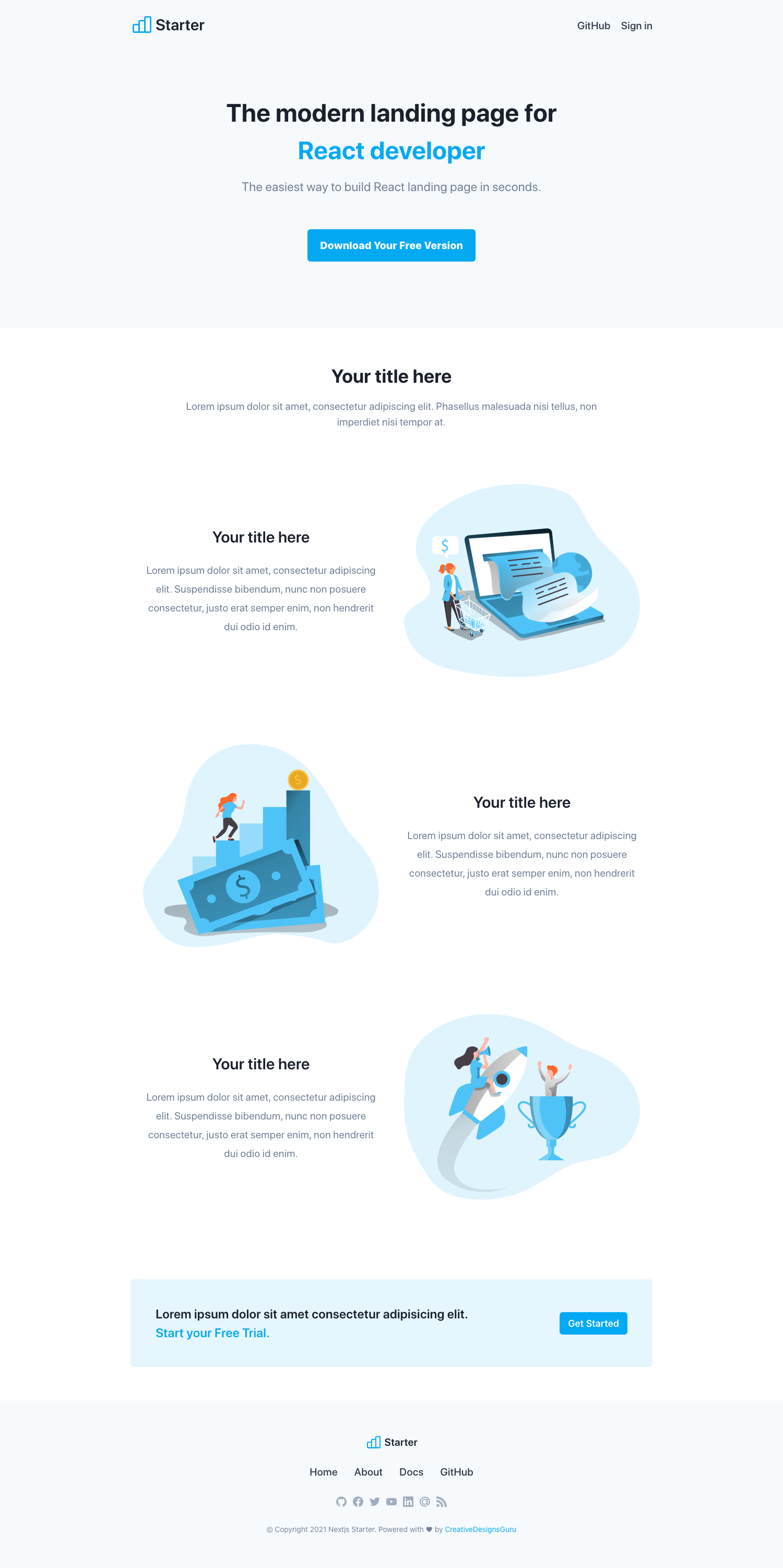 NextJS Landing Page Vorlage Screenshot