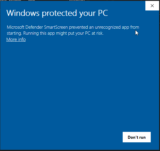 Windows Defender - Weitere Info -Bildschirm