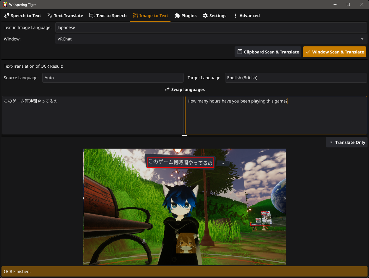 Registerkarte Optischer Charaktererkennung (Image-to-Text)