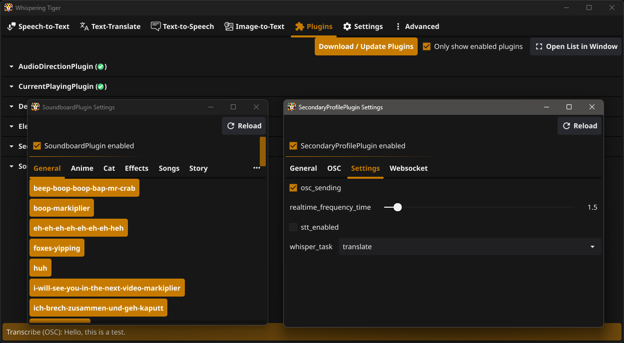 Registerkarte Plugins