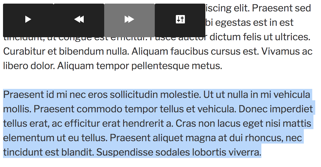 Überspringen Sie den gewünschten Absatz mit Steuerelementen oder über die Auswahl mit Cursor.