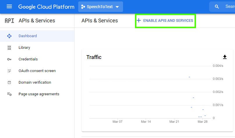 Enable Apis and Service