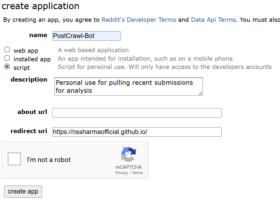 Reddit-Create-App