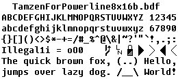 Tamzenforpowerline8x16b.bdf