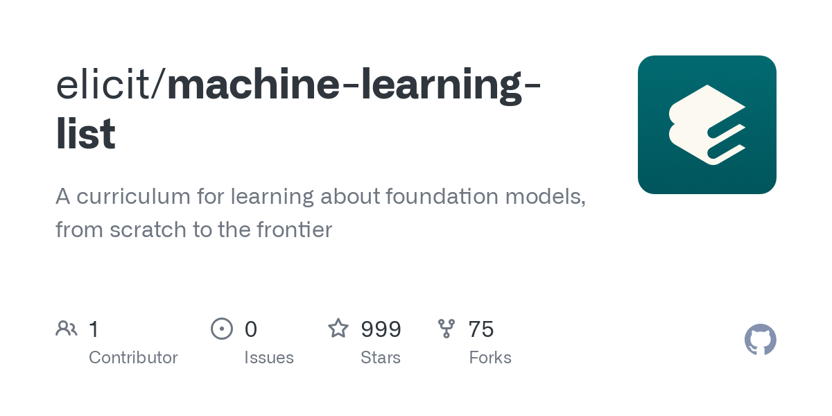 machine learning list