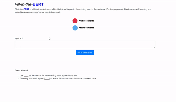 Fill in the blanks - BERT demo