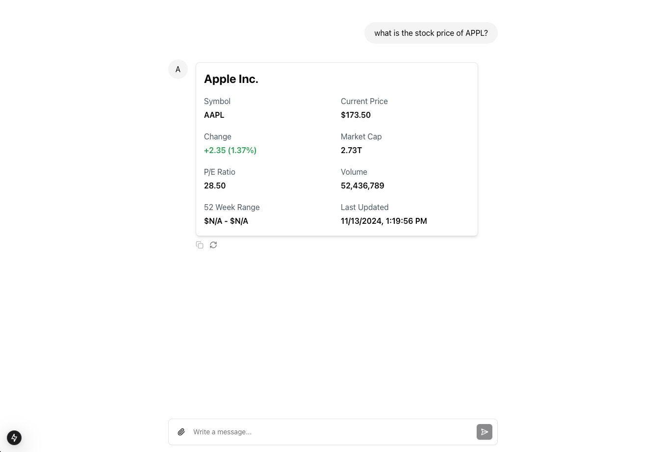 Stock price query example