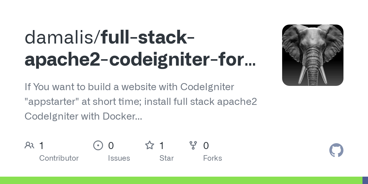 full stack apache2 codeigniter for everyone with docker compose
